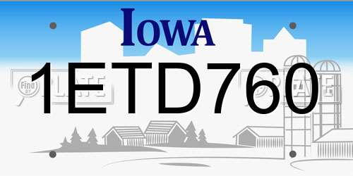 1ETD760 Iowa License Plate