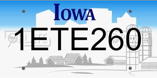 1ETE260 Iowa License Plate