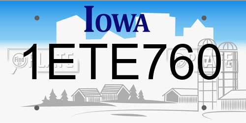 1ETE760 Iowa License Plate
