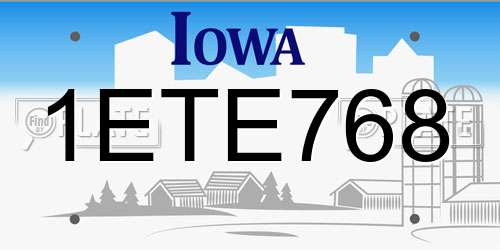 1ETE768 Iowa License Plate