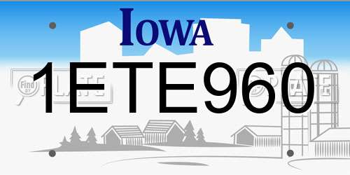 1ETE960 Iowa License Plate