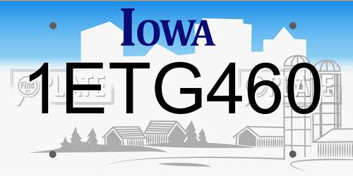 1ETG460 Iowa License Plate