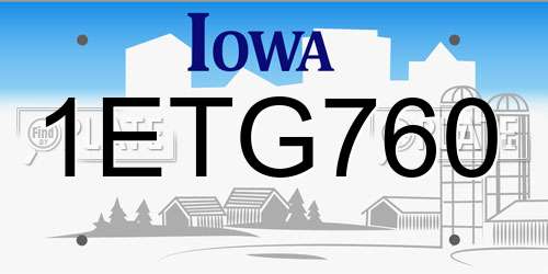 1ETG760 Iowa License Plate