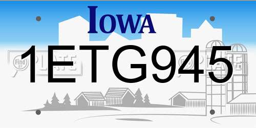 1ETG945 Iowa License Plate