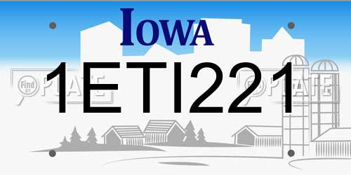 1ETI221 Iowa License Plate