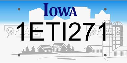 1ETI271 Iowa License Plate