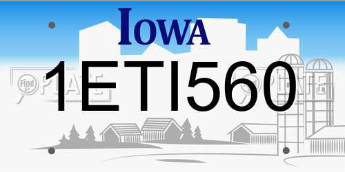 1ETI560 Iowa License Plate