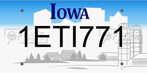 1ETI771 Iowa License Plate