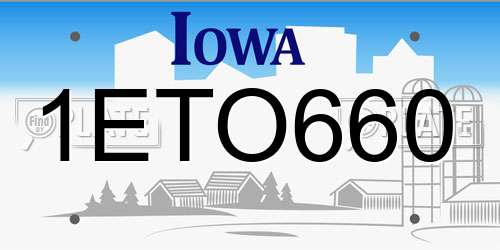 1ETO660 Iowa License Plate