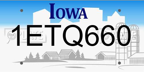 1ETQ660 Iowa License Plate
