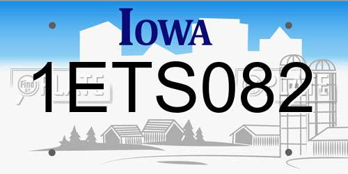 1ETS082 Iowa License Plate