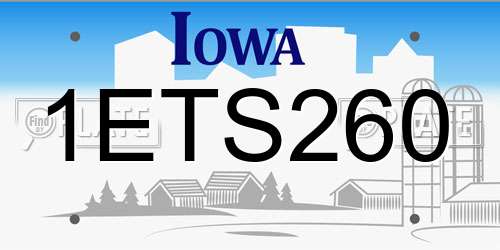 1ETS260 Iowa License Plate