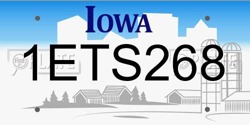 1ETS268 Iowa License Plate