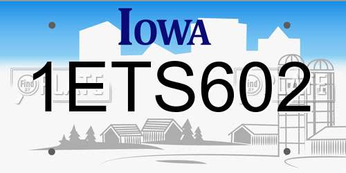 1ETS602 Iowa License Plate