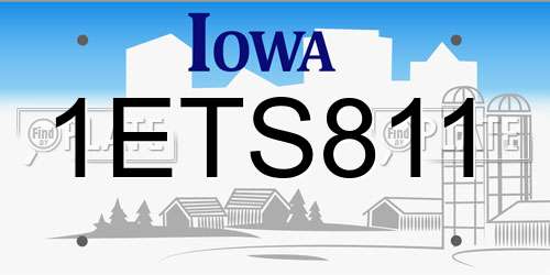 1ETS811 Iowa License Plate