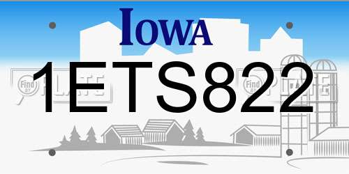 1ETS822 Iowa License Plate