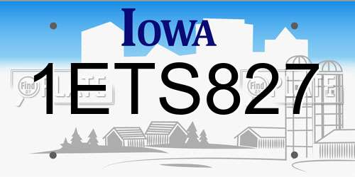 1ETS827 Iowa License Plate
