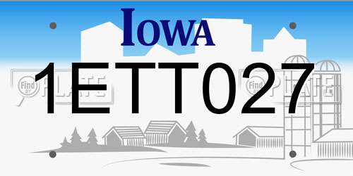 1ETT027 Iowa License Plate