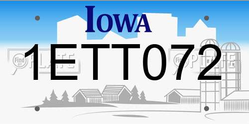 1ETT072 Iowa License Plate