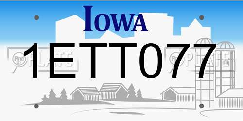 1ETT077 Iowa License Plate