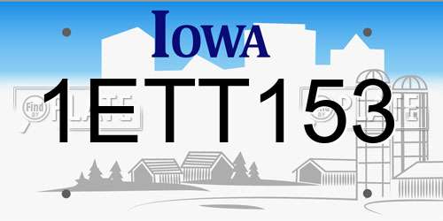 1ETT153 Iowa License Plate