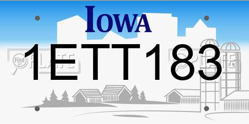 1ETT183 Iowa License Plate