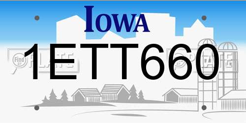 1ETT660 Iowa License Plate