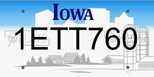 1ETT760 Iowa License Plate