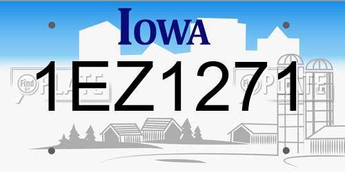 1EZ1271 Iowa License Plate