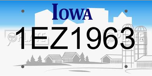 1EZ1963 Iowa License Plate