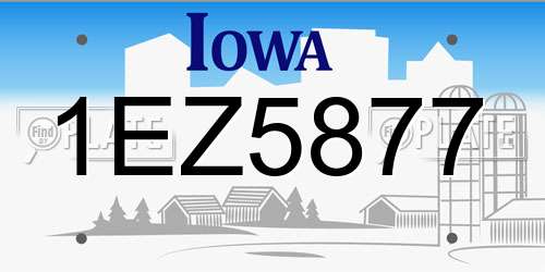 1EZ5877 Iowa License Plate