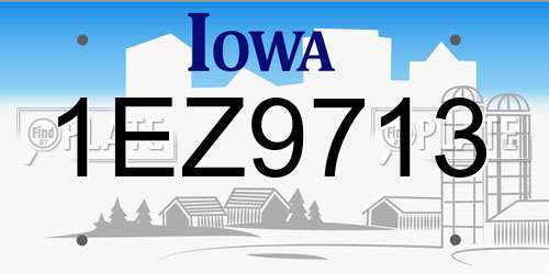 1EZ9713 Iowa License Plate