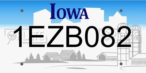 1EZB082 Iowa License Plate