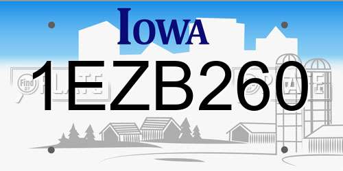 1EZB260 Iowa License Plate