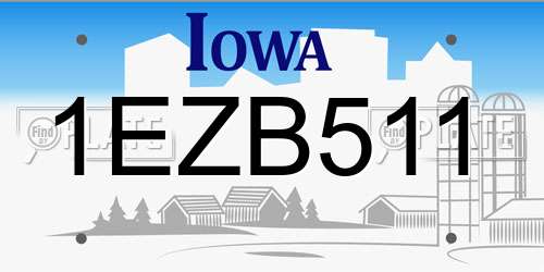 1EZB511 Iowa License Plate