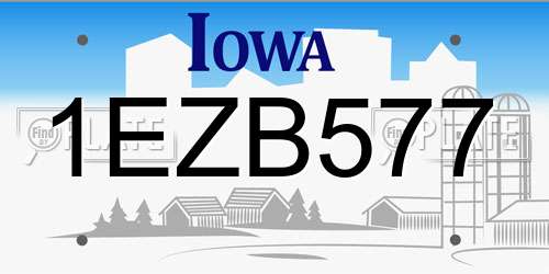 1EZB577 Iowa License Plate