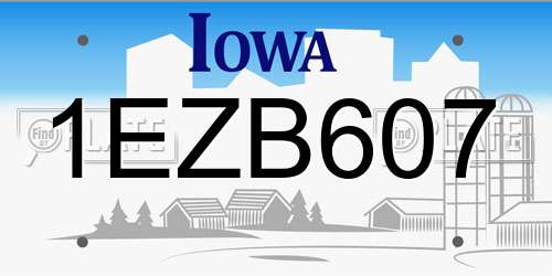 1EZB607 Iowa License Plate