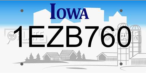 1EZB760 Iowa License Plate