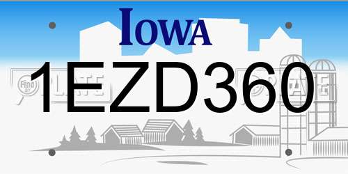 1EZD360 Iowa License Plate