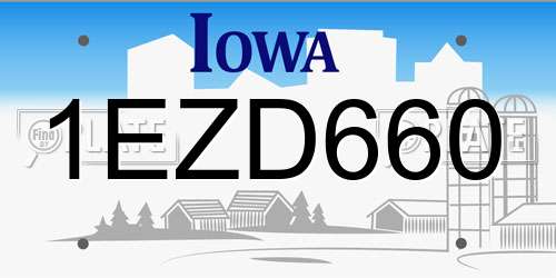 1EZD660 Iowa License Plate