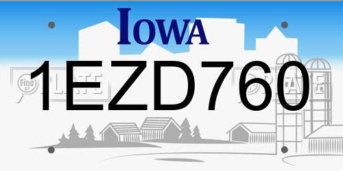 1EZD760 Iowa License Plate