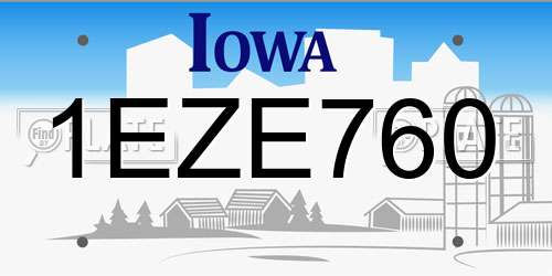 1EZE760 Iowa License Plate