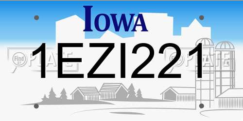 1EZI221 Iowa License Plate