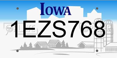 1EZS768 Iowa License Plate