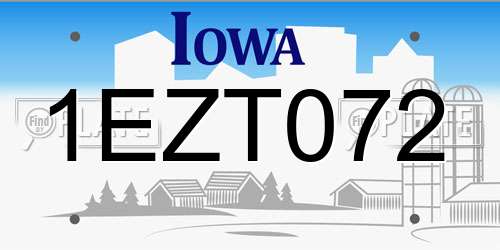 1EZT072 Iowa License Plate