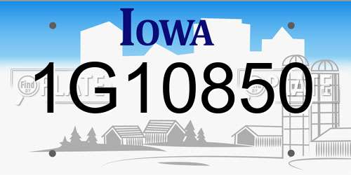 1G10850 Iowa License Plate