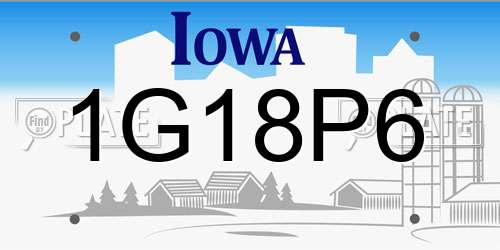 1G18P6 Iowa License Plate