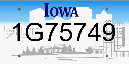 1G75749 Iowa License Plate
