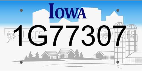 1G77307 Iowa License Plate