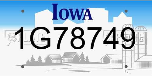 1G78749 Iowa License Plate